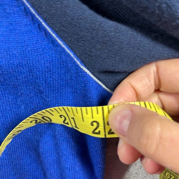 Banana Republic Sweater Mens Large Blue Colorblock Luxury Silk Cashmere Cotton - Picture 4 of 5